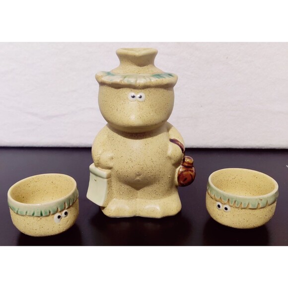 Vintage Kappa Sake Bottle, Kappa Design, Sake Cups, Hot Sake, Made In Japan - Picture 1 of 9